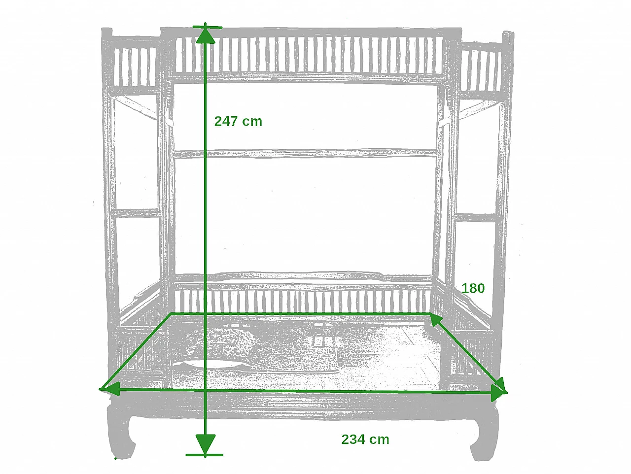 Thai solid teak canopy bed 11