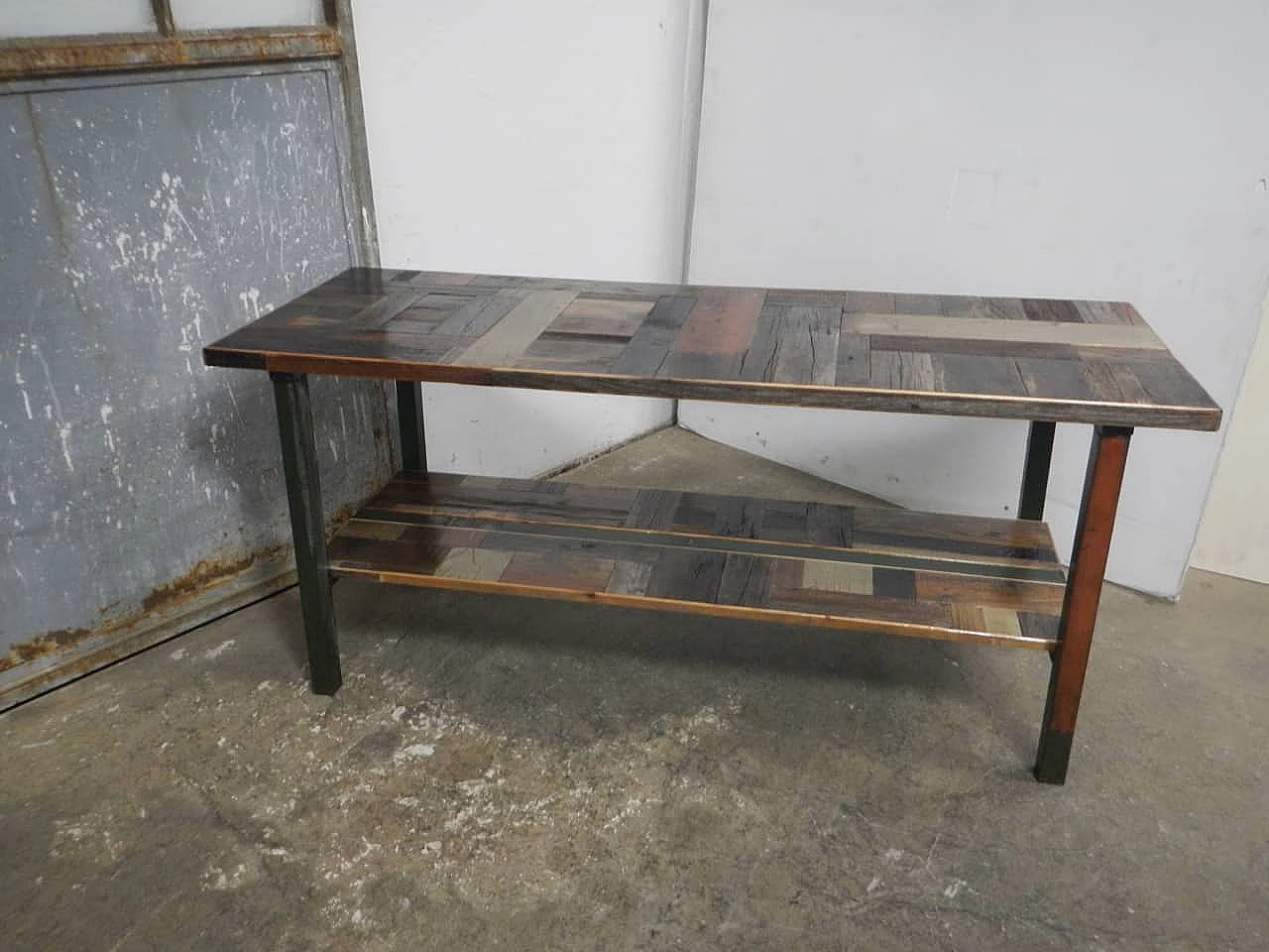 Metal and fir workshop shelf, 1970s 1