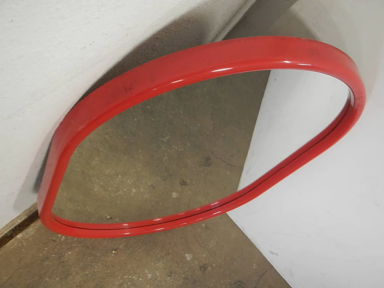 Mirror with red plastic frame, 1970s 2