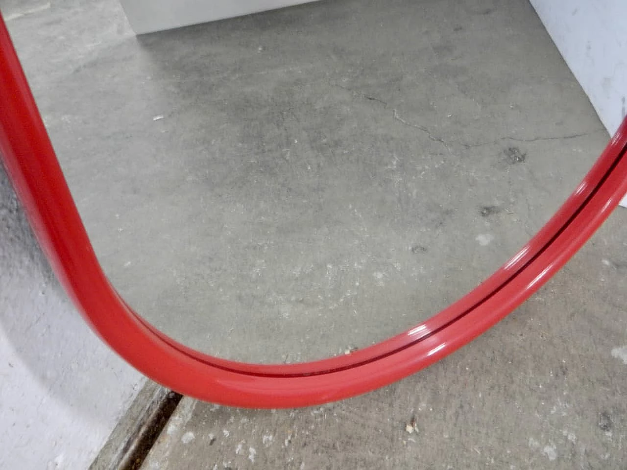 Mirror with red plastic frame, 1970s 5
