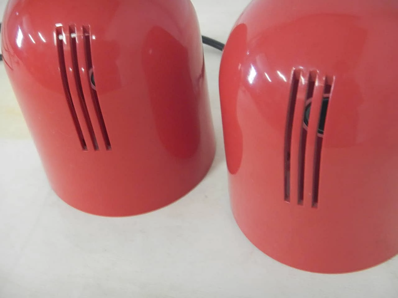 Coppia lampade da tavolo in plastica rossa di Gedy, anni '70 6
