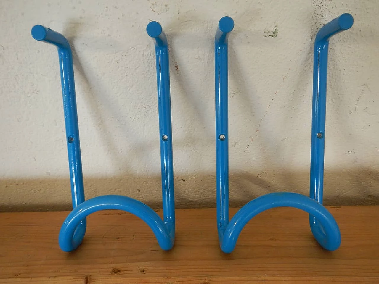 Pair of coloured metal coat-stands, 1980s 7