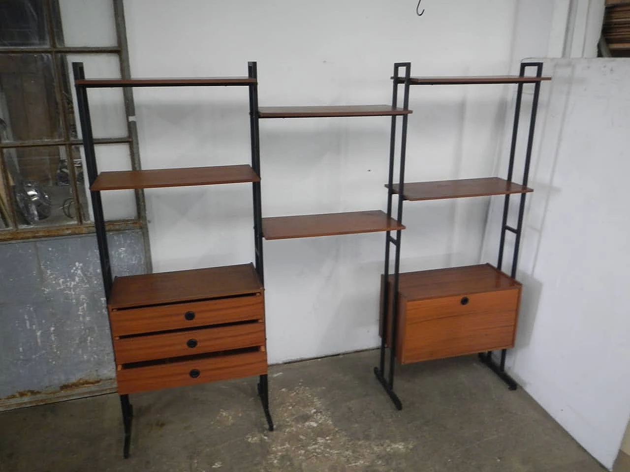 Bookcase in compressed wood, beech and metal by Sarti Bologna, 1960s 1