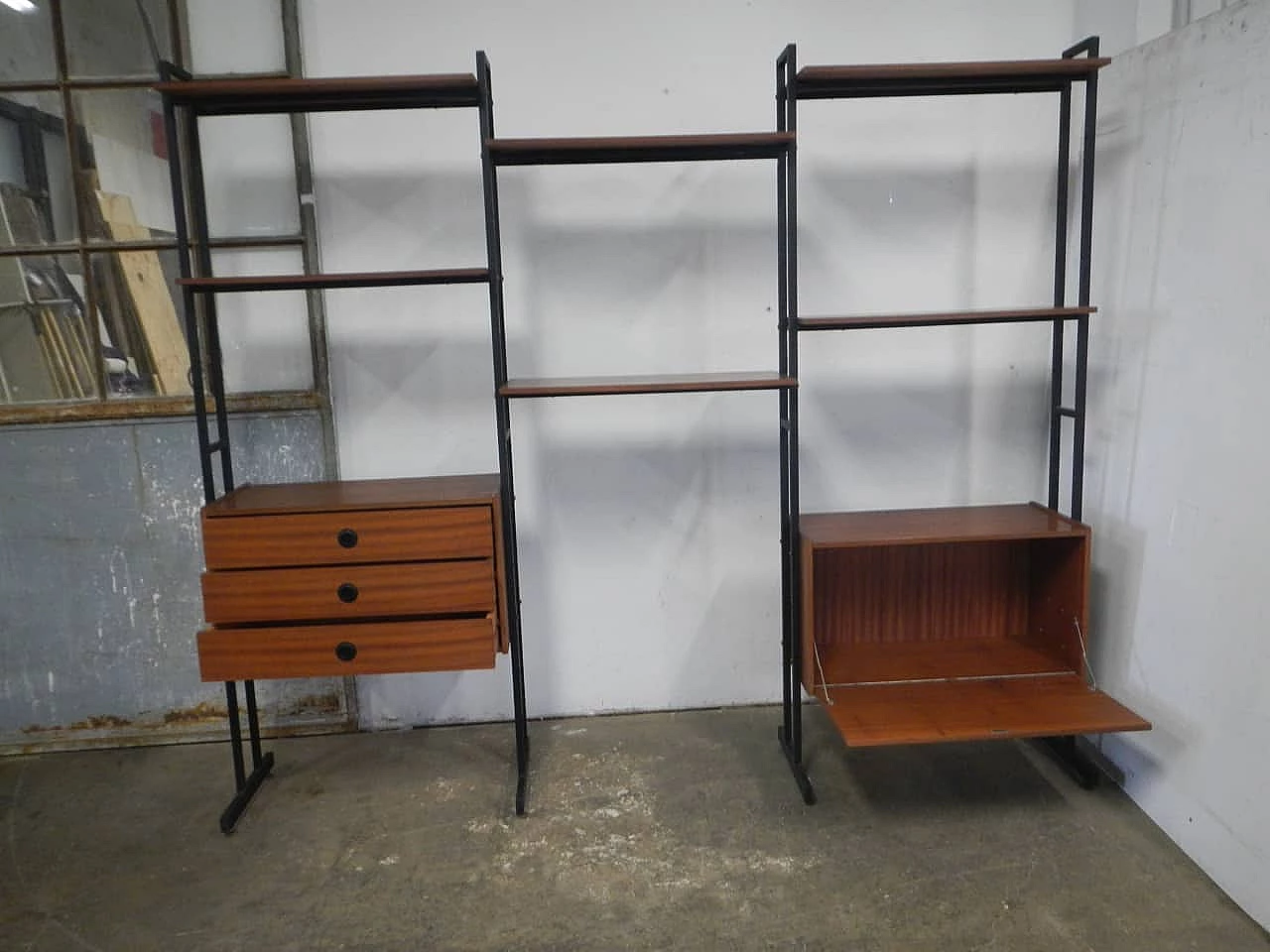 Bookcase in compressed wood, beech and metal by Sarti Bologna, 1960s 2