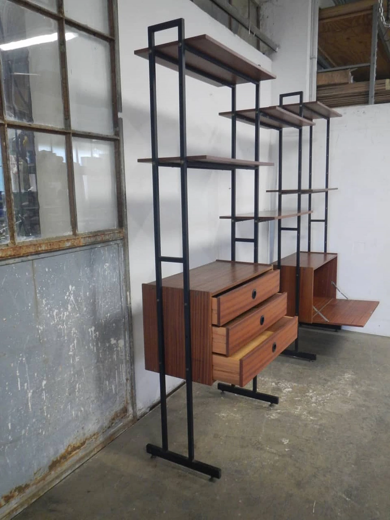 Bookcase in compressed wood, beech and metal by Sarti Bologna, 1960s 3