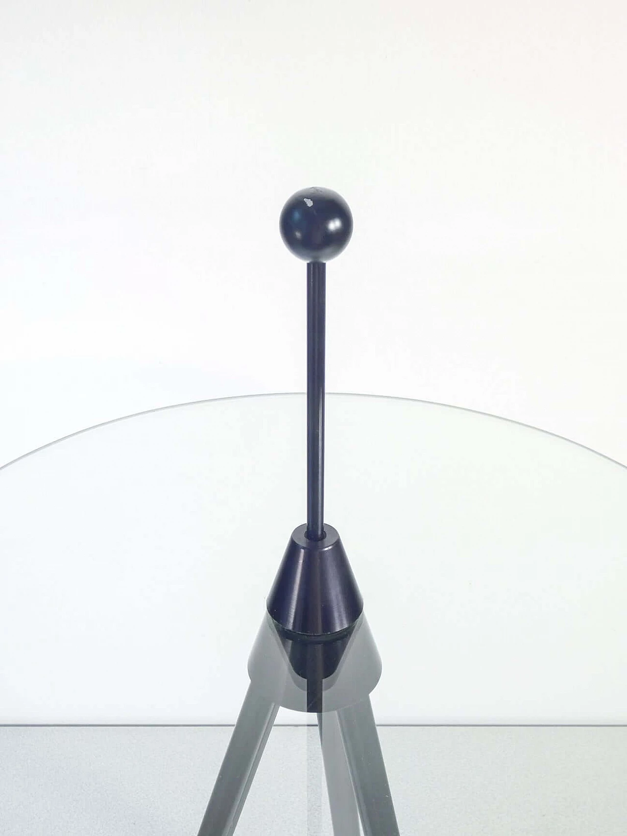 Metal coffee table with round crystal top, 1980s 4