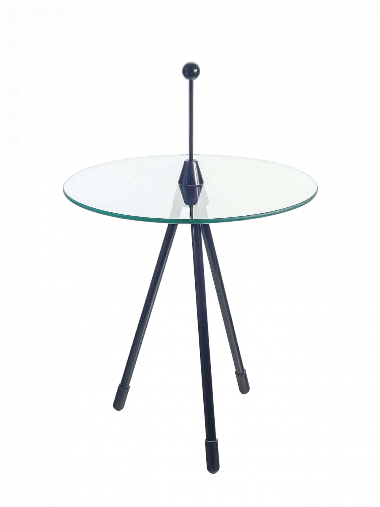 Metal coffee table with round crystal top, 1980s 5