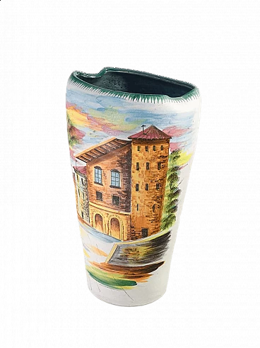 Portaombrelli in terracotta smaltata dipinta a mano