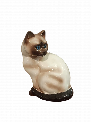 English porcelain sculpture of Siamese cat