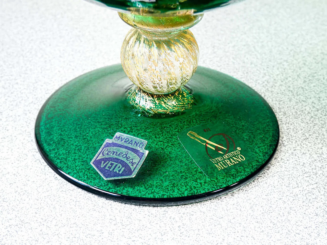 Coppa in vetro soffiato policromo di Murano di Cedenese, anni '40 4