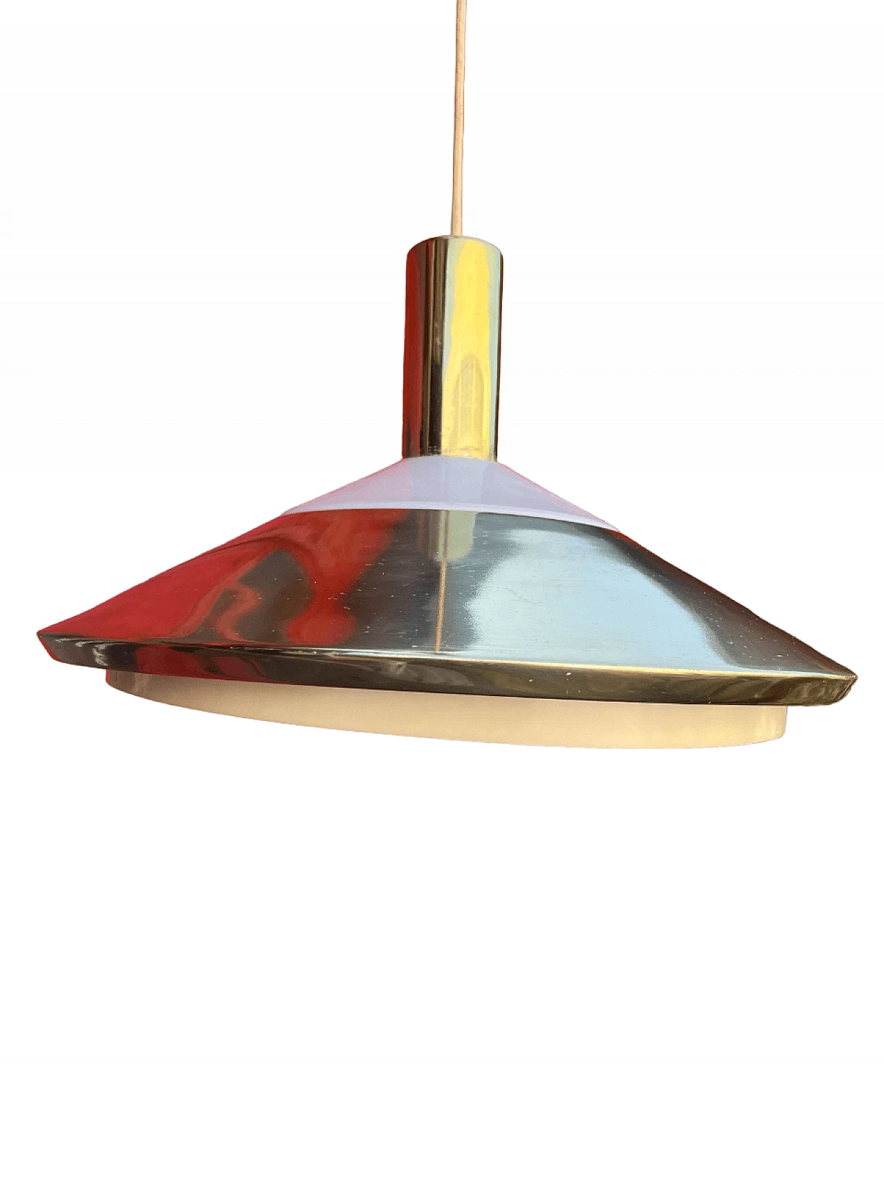 Lampada a sospensione in metallo, plastica e vetro di Louis Poulsen, anni '50 8