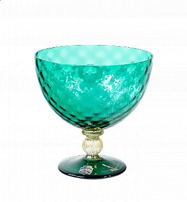 Coppa in vetro soffiato policromo di Murano di Cedenese, anni '40