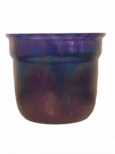 French iridescent blue and purple glass vase, 1930s