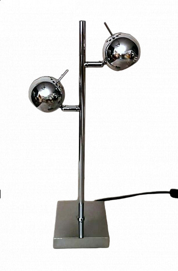 Space Age chromed metal table lamp in the style of Goffredo Reggiani, 1970s