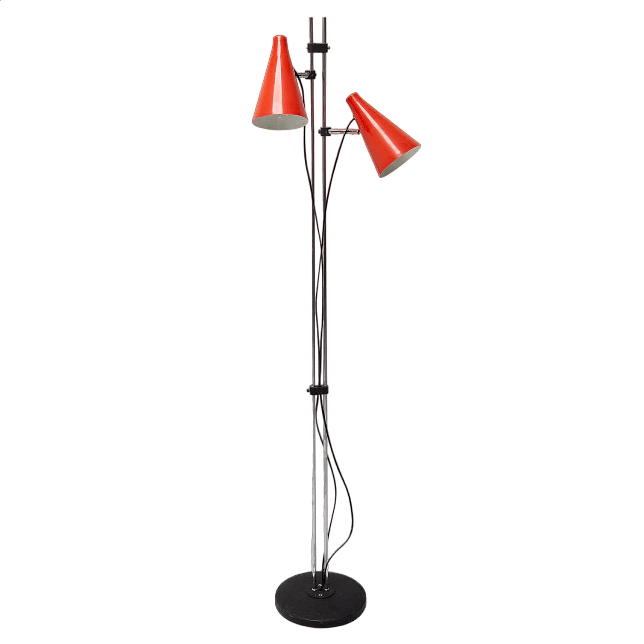 Chromed and red metal two-light floor lamp by Josef Hurka, 1960s 15