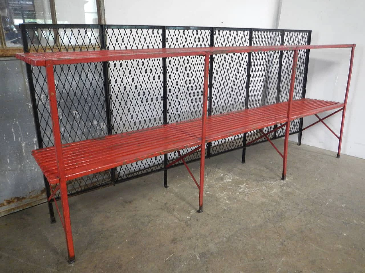 Coloured spruce bookcase with iron grill, 1950s 1
