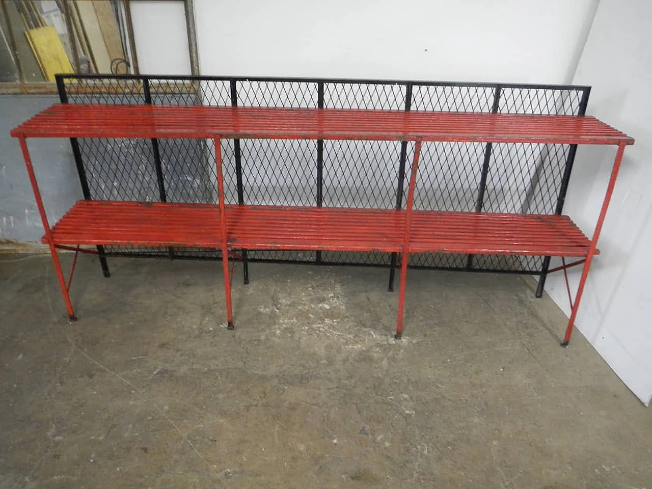 Coloured spruce bookcase with iron grill, 1950s 3