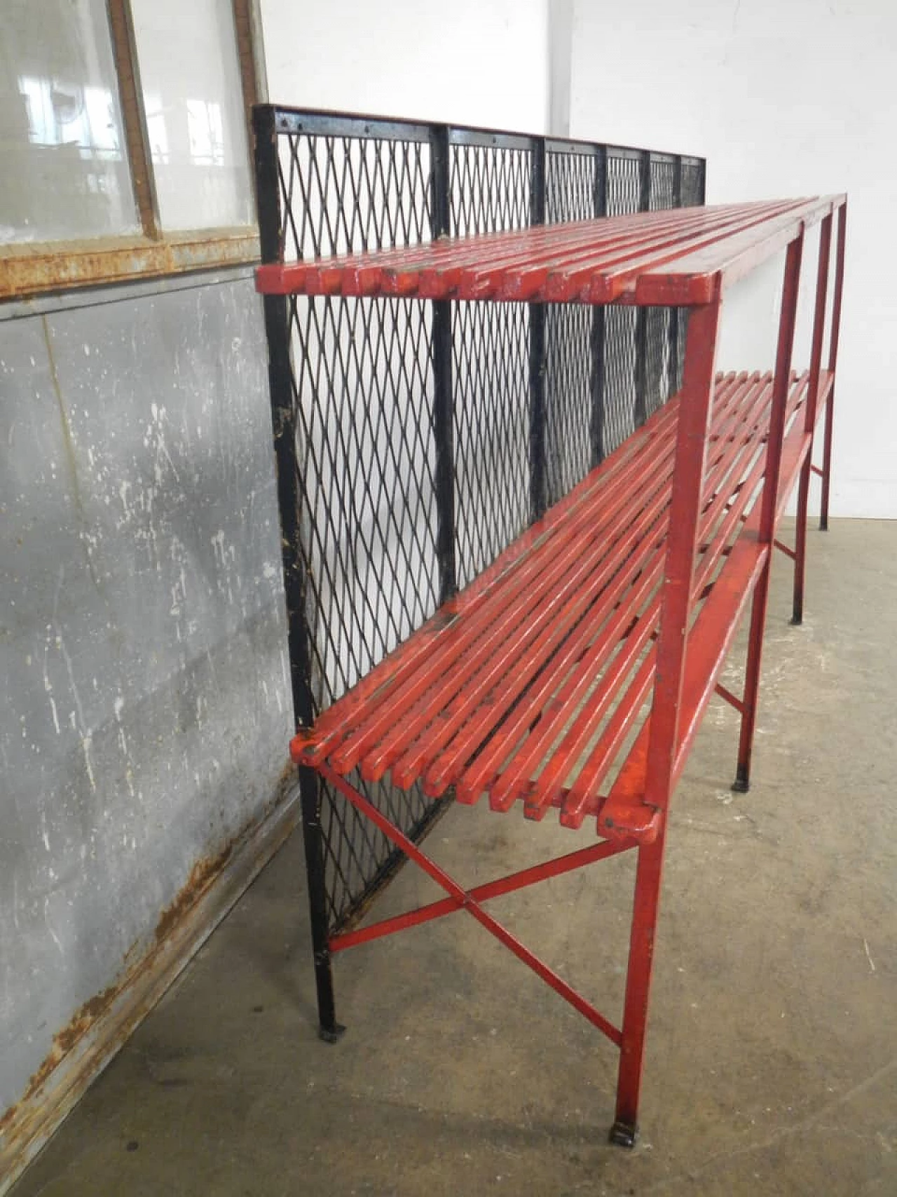 Coloured spruce bookcase with iron grill, 1950s 4