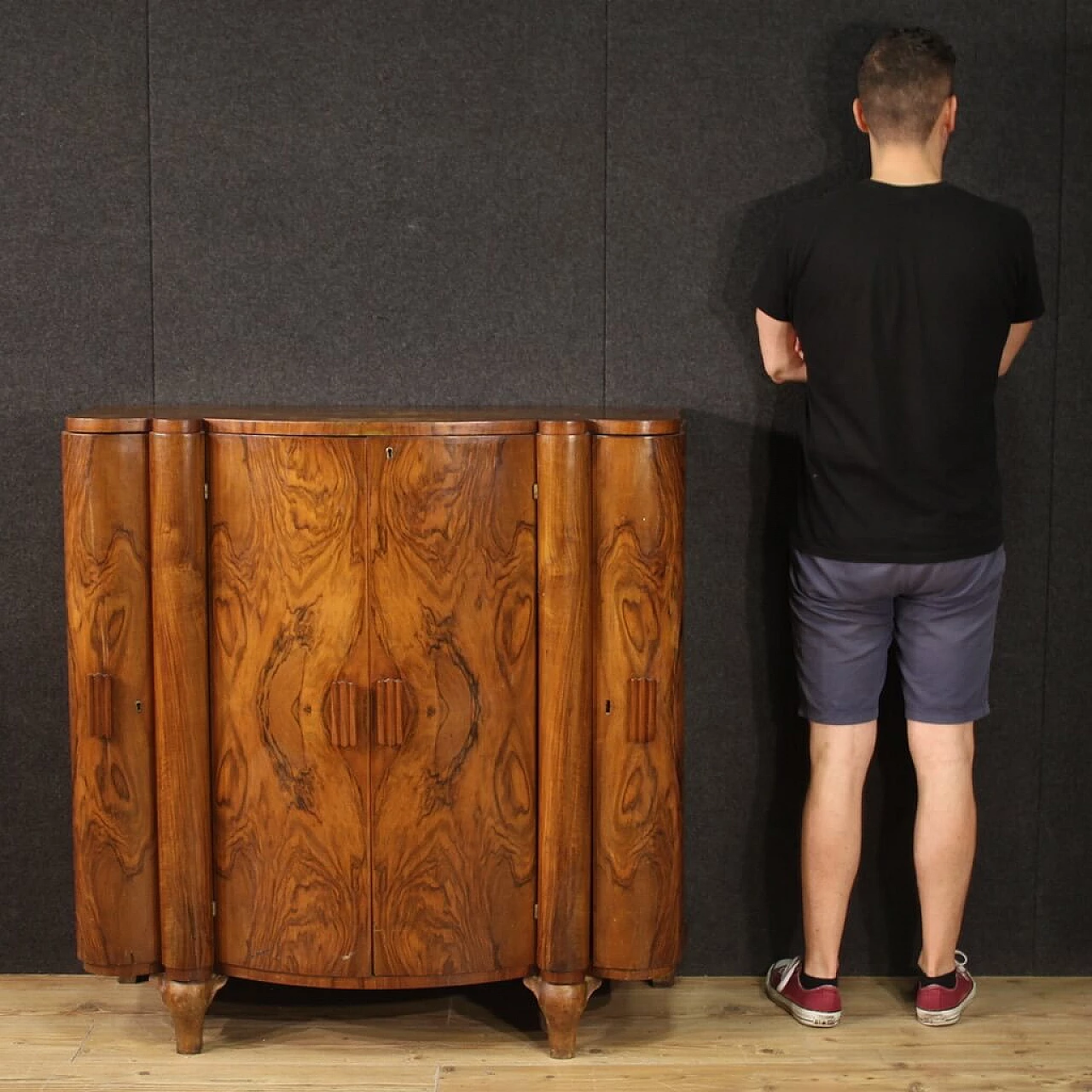 Walnut and briarwood bar cabinet in Art Deco style, 1950s 2