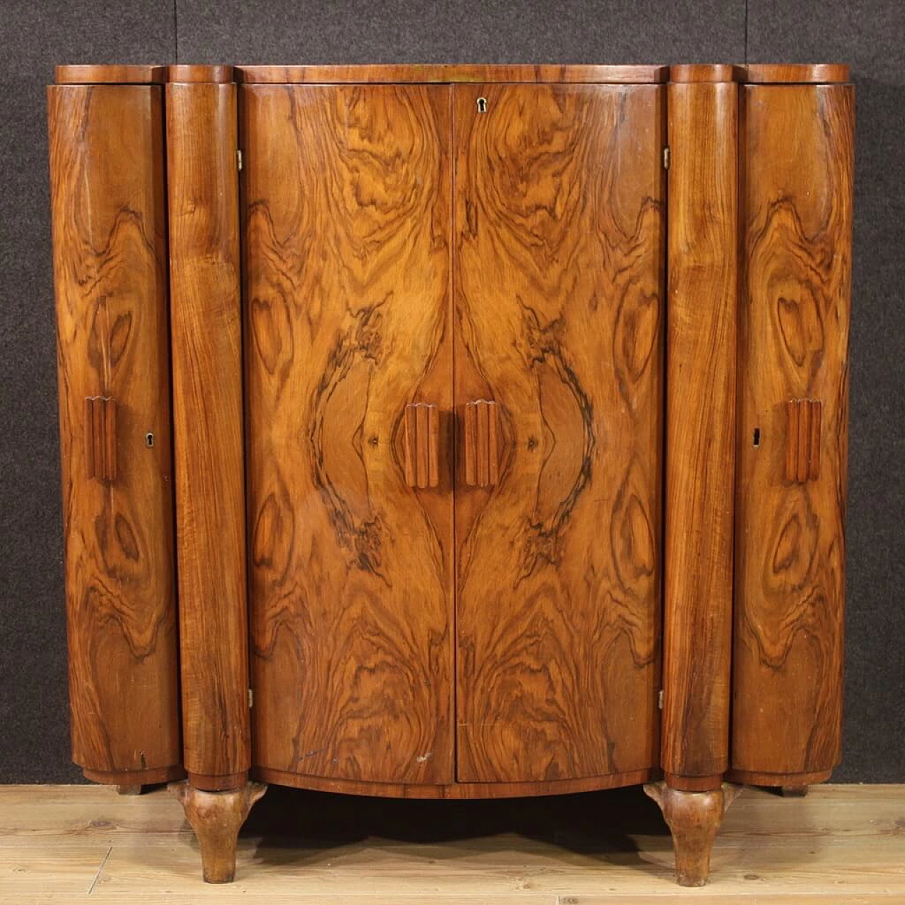 Walnut and briarwood bar cabinet in Art Deco style, 1950s 3