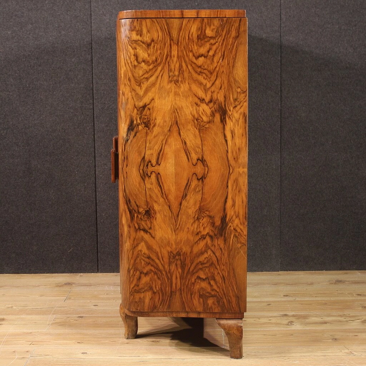 Walnut and briarwood bar cabinet in Art Deco style, 1950s 12