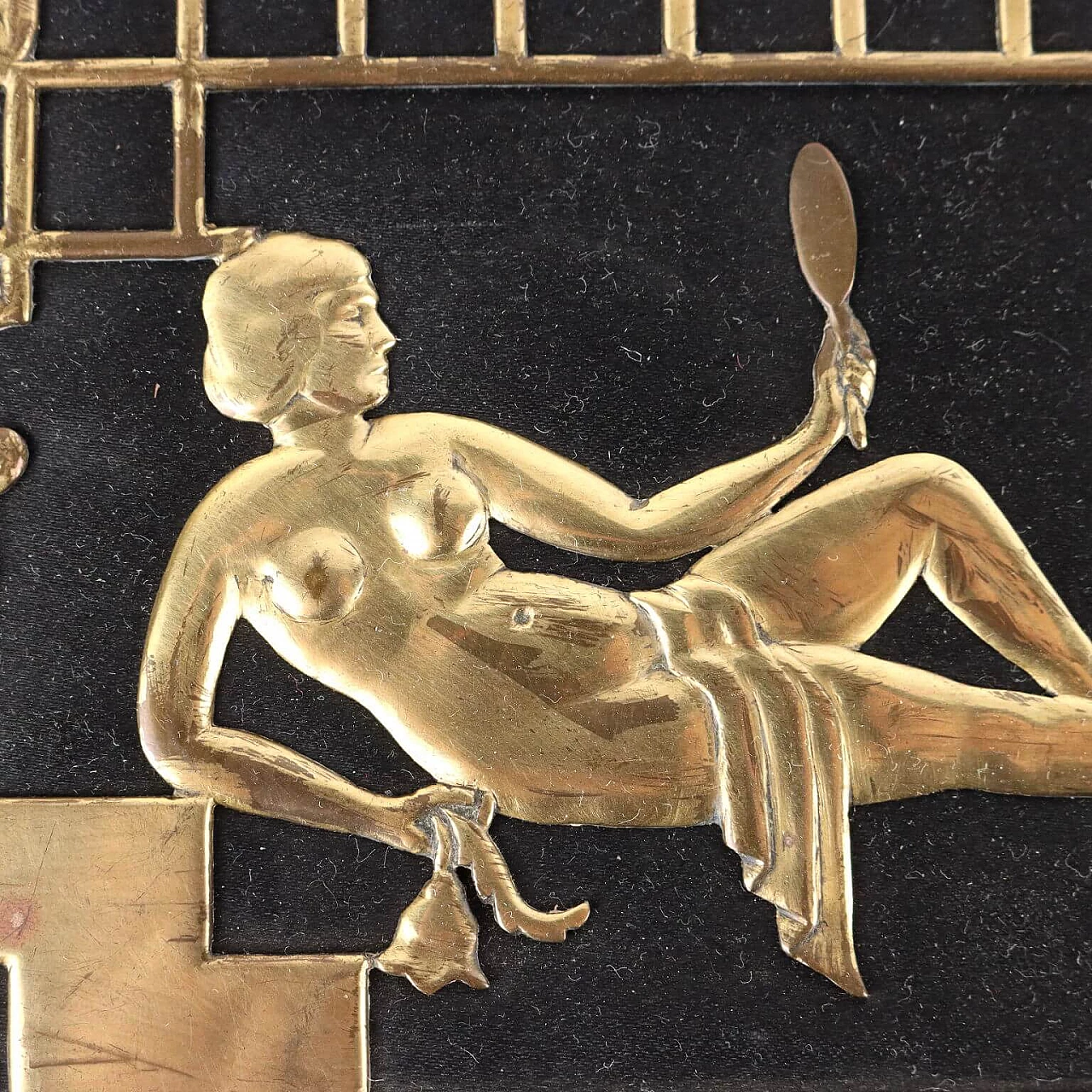 Scatola Art Decò in bronzo e tessuto, anni '20 4