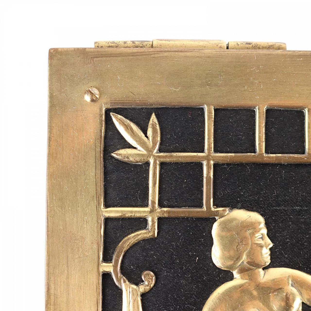Scatola Art Decò in bronzo e tessuto, anni '20 5