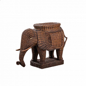 Elephant-shaped rattan coffee table by Vivai del Sud, 1970s