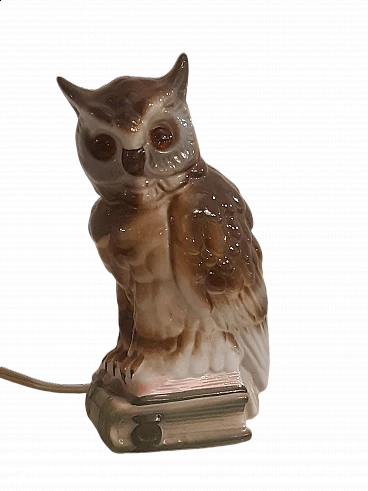 Austrian porcelain owl sculpture with perfume diffuser and light