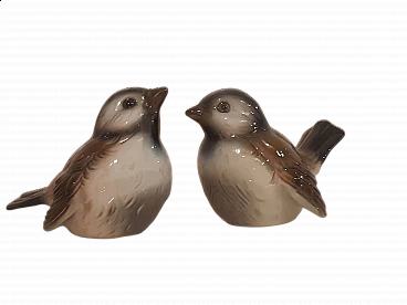 Pair of porcelain sparrow sculptures by Goebel