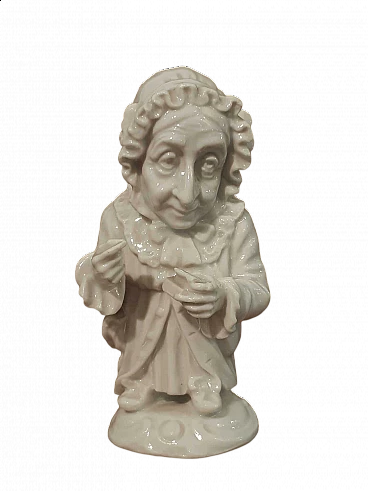 Capodimonte porcelain Caramogio old woman sculpture, early 20th century