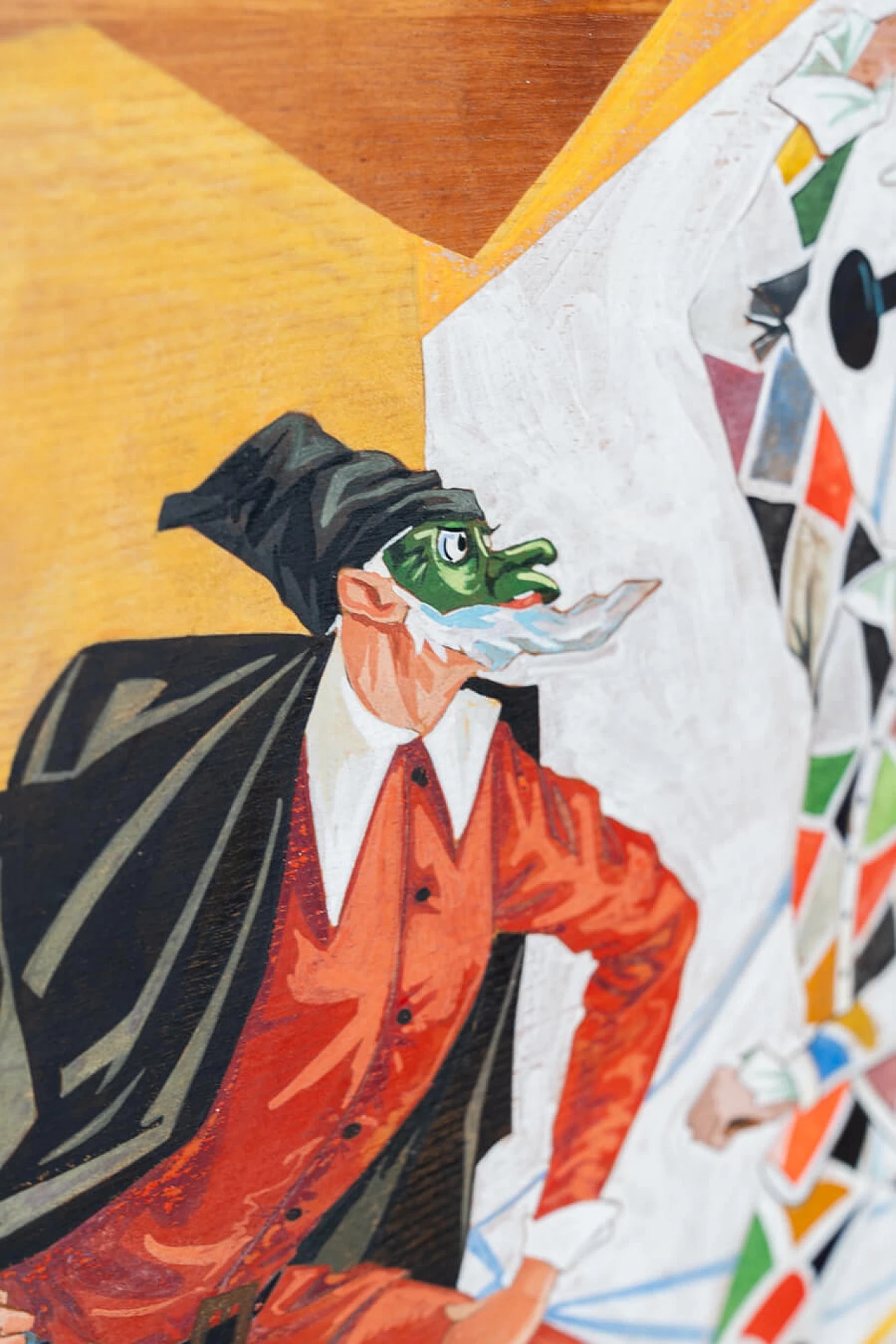 Menossi, Carnevale Napoletano, dipinto su legno, anni '70 3