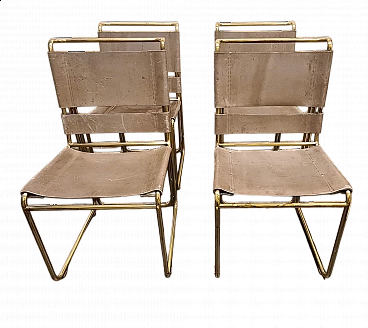 4 Brass and leather chairs by Rima, 1970s