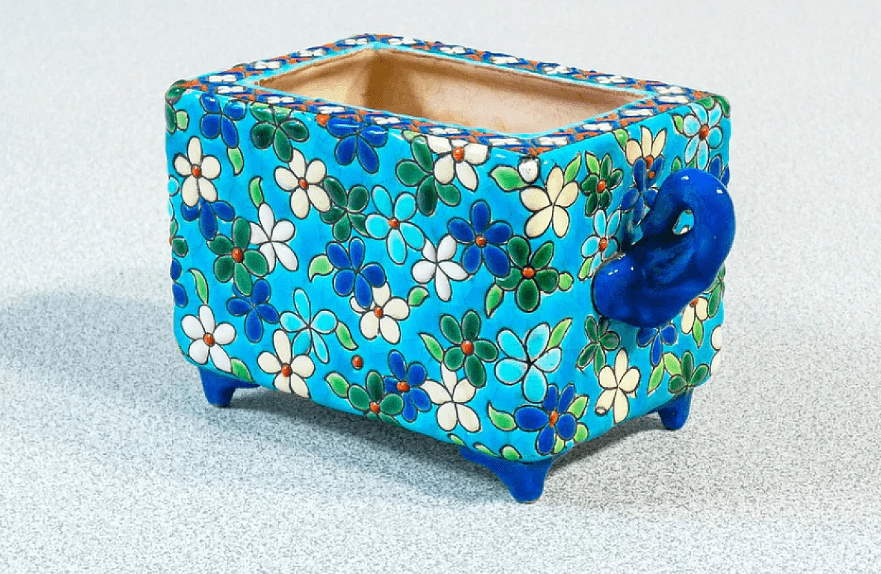 Pair of ceramic and enamel jars by Emaux de Longwy, late 19th century 3