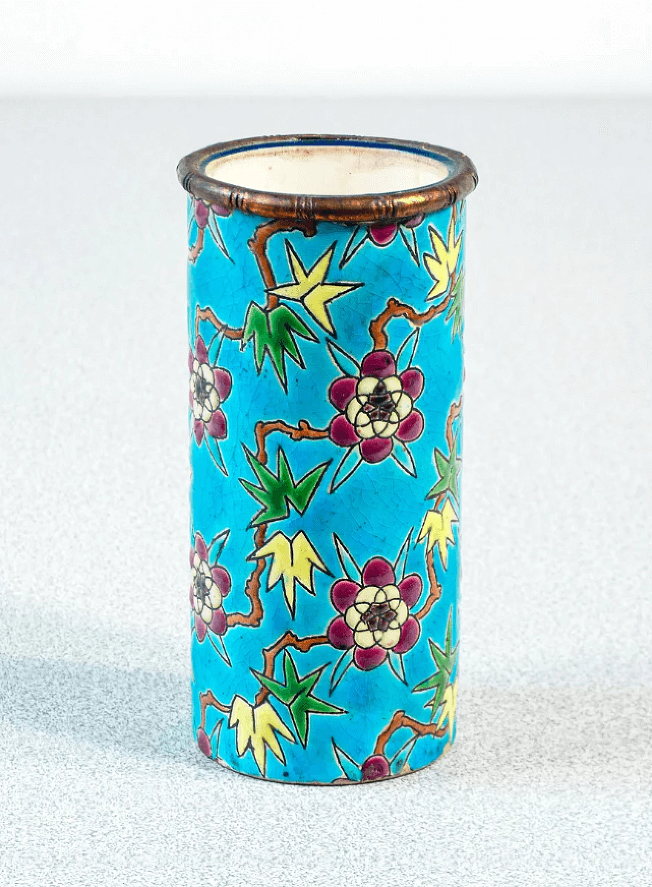 Pair of ceramic and enamel jars by Emaux de Longwy, late 19th century 9