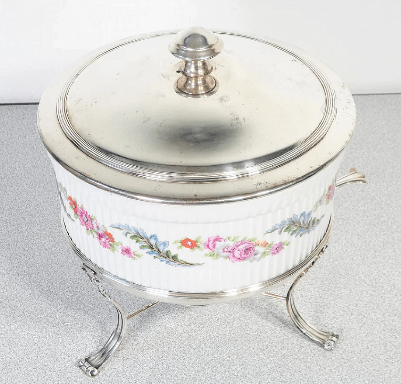 Silver food warmer with porcelain container by CESA Alessandria, mid-19th century 3