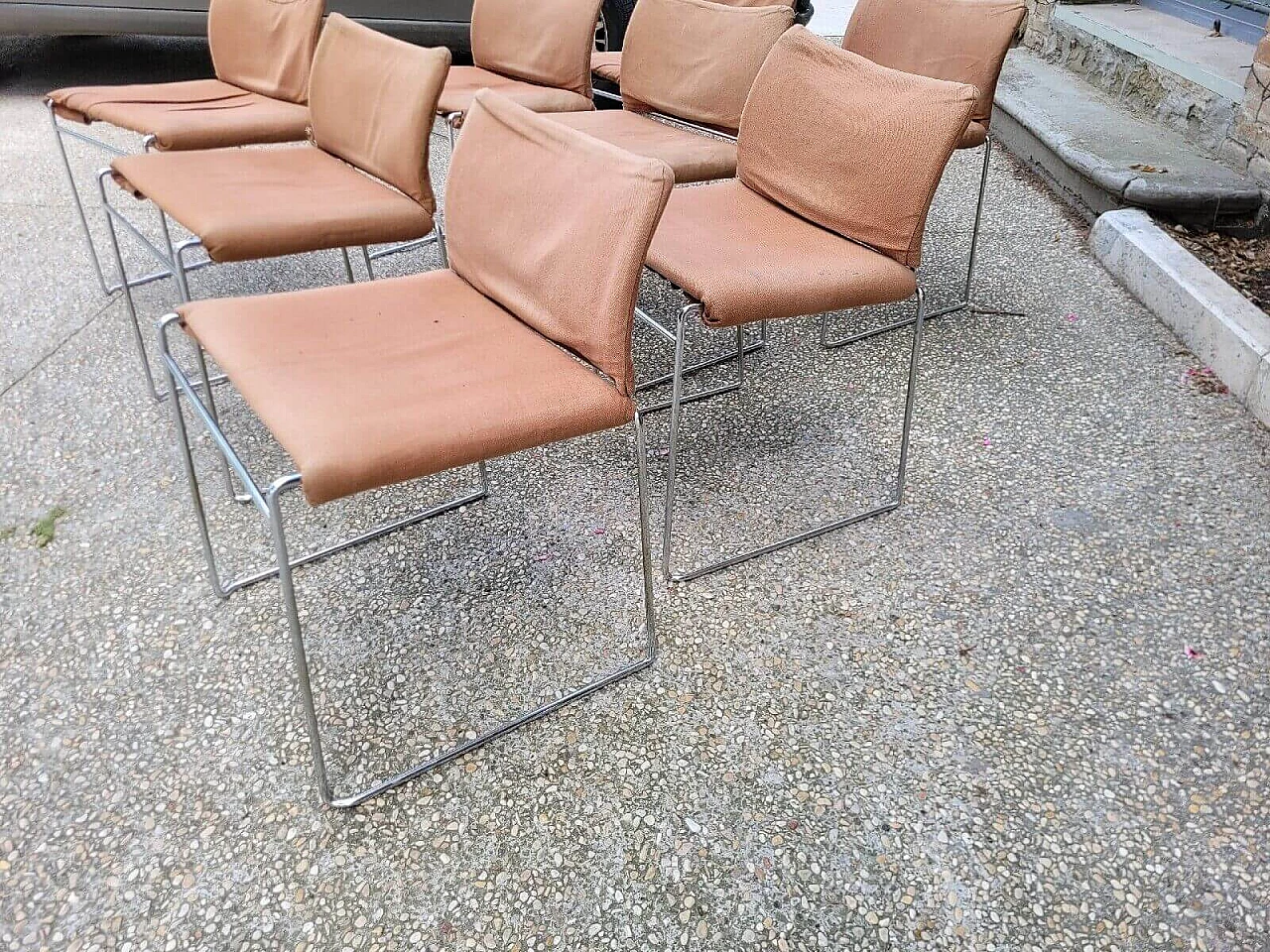 8 metal and fabric chairs by Kazuhide Takahama for Simon Gavina, 1970s 2