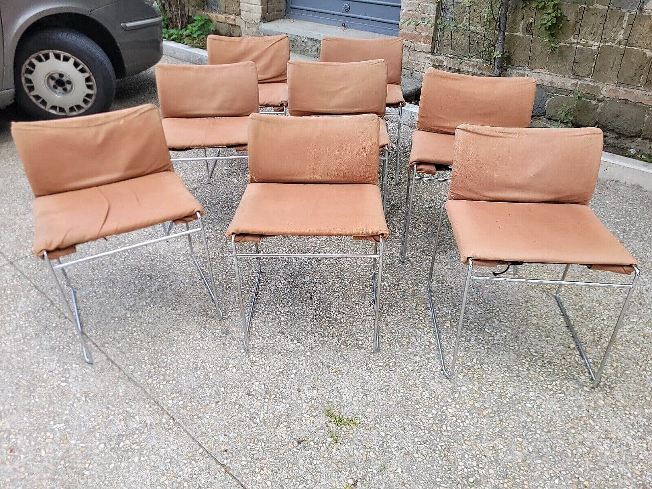 8 metal and fabric chairs by Kazuhide Takahama for Simon Gavina, 1970s 11