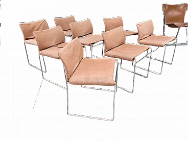 8 sedie in metallo e tessuto di Kazuhide Takahama per Simon Gavina, anni '70