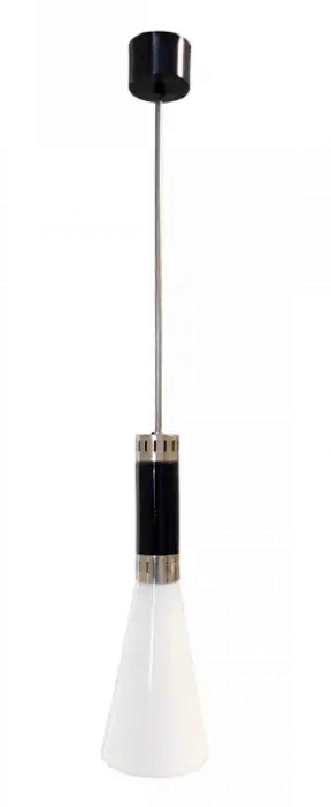 Opal glass and chrome-plated brass pendant by Stilnovo, 1960s 1