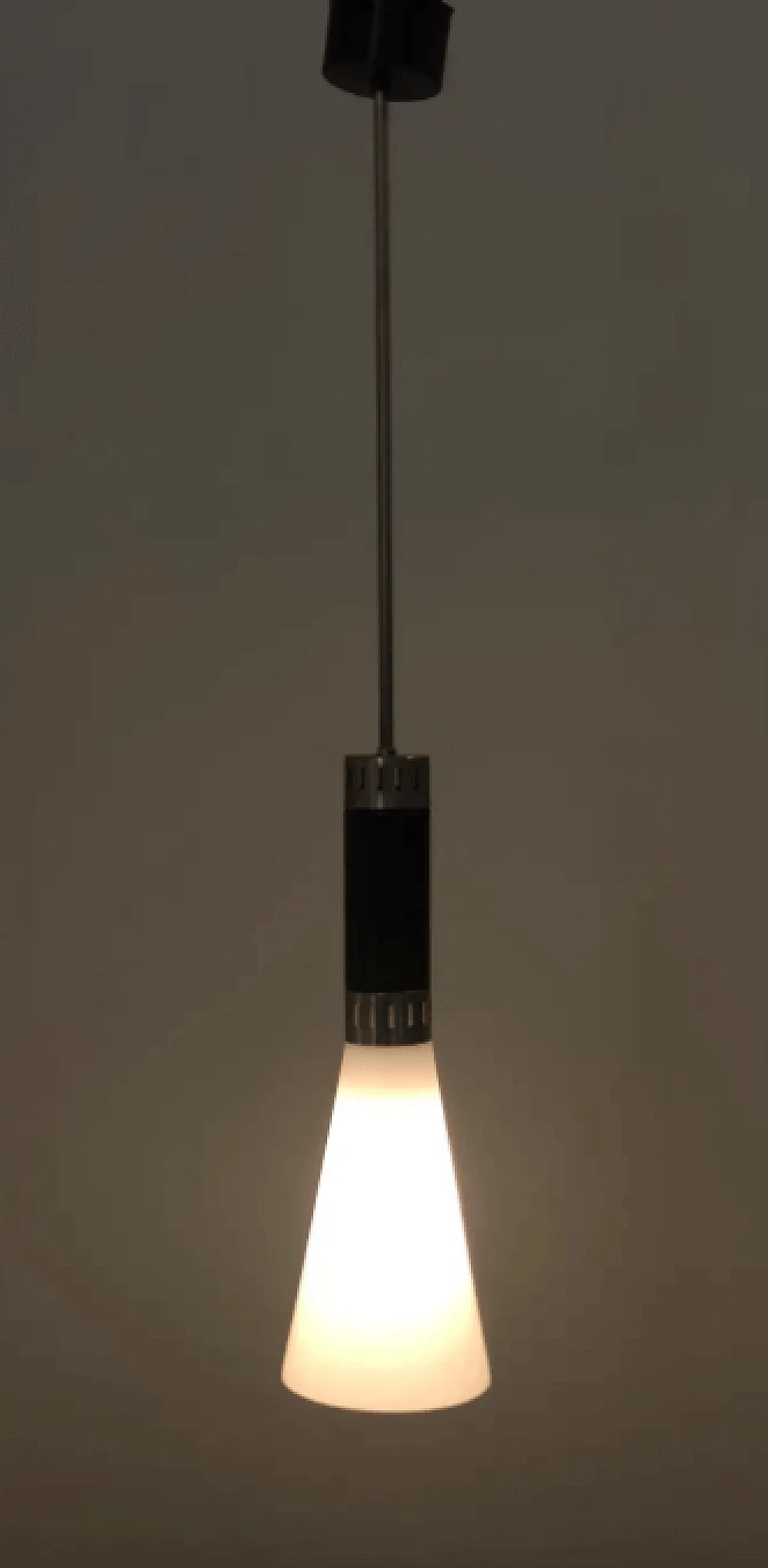 Opal glass and chrome-plated brass pendant by Stilnovo, 1960s 2