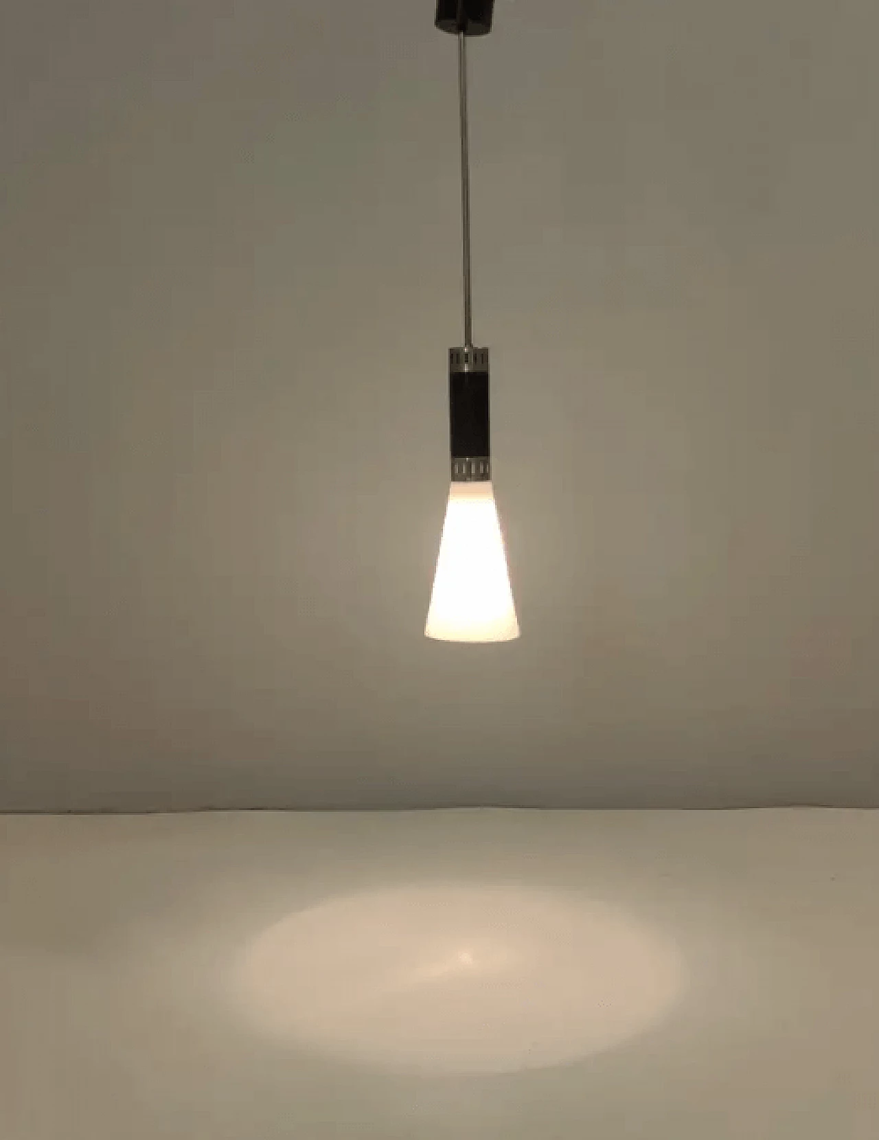 Opal glass and chrome-plated brass pendant by Stilnovo, 1960s 4