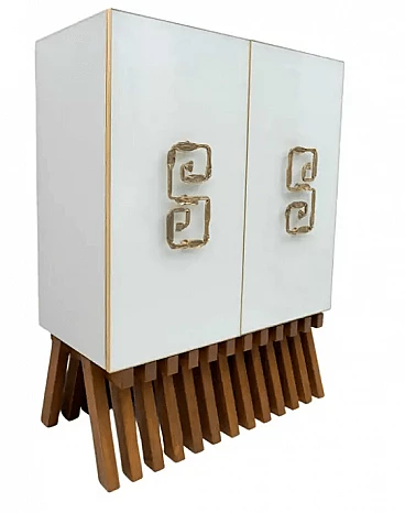 Postmodern bar sideboard Murano glass and brass, 1980s