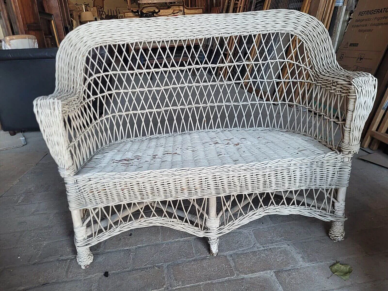Wicker sofa and pair of armchairs, 1950s 6