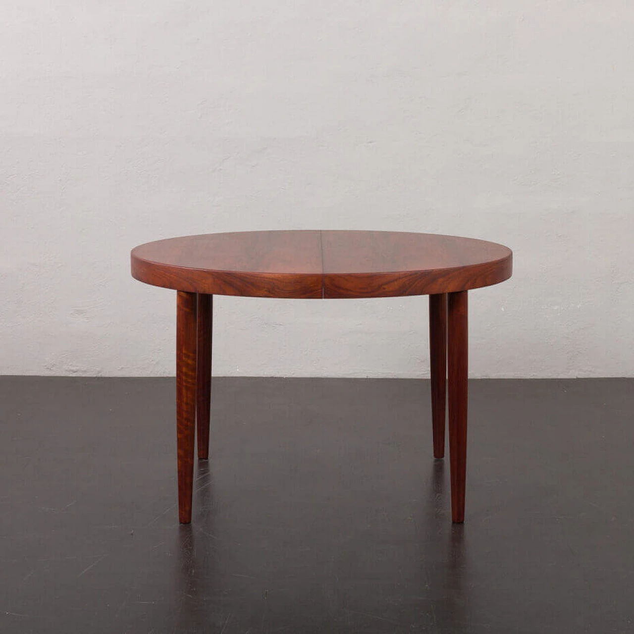 Danish rosewood extending round table by Kai Kristiansen, 1960s 5
