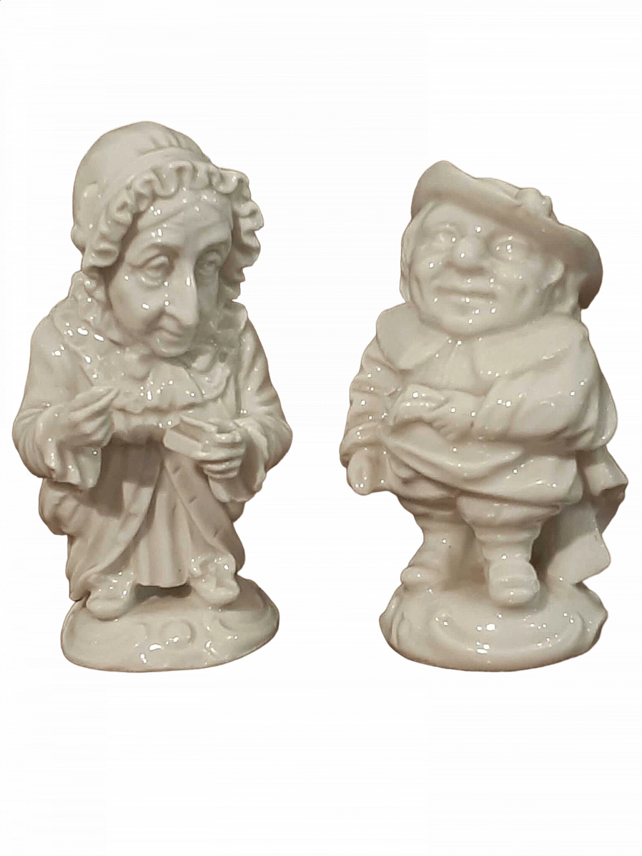 Pair of Capodimonte porcelain Caramogi sculptures, early 20th century 10