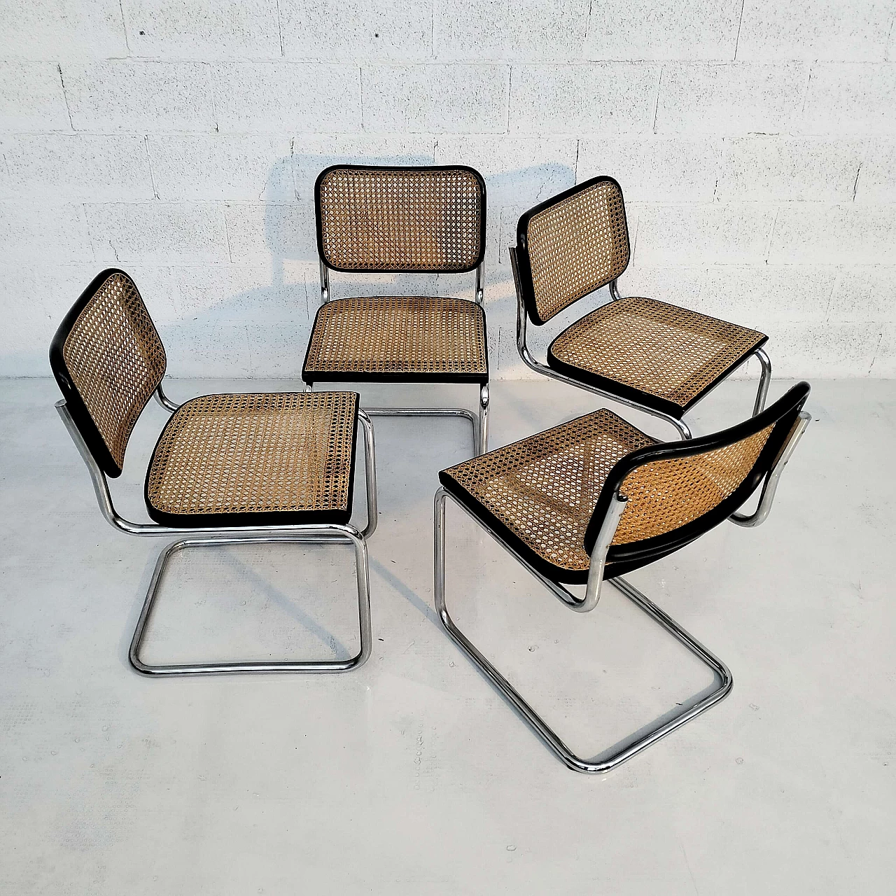 4 Cesca chairs in walnut, steel and Vienna straw by Marcel Breuer for Gavina, 1960s 3