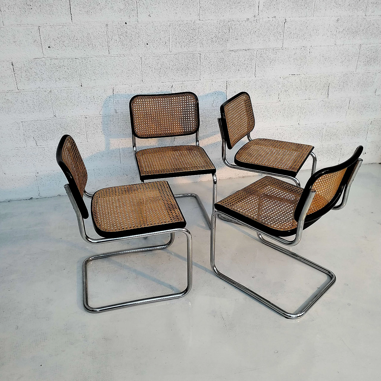 4 Cesca chairs in walnut, steel and Vienna straw by Marcel Breuer for Gavina, 1960s 4