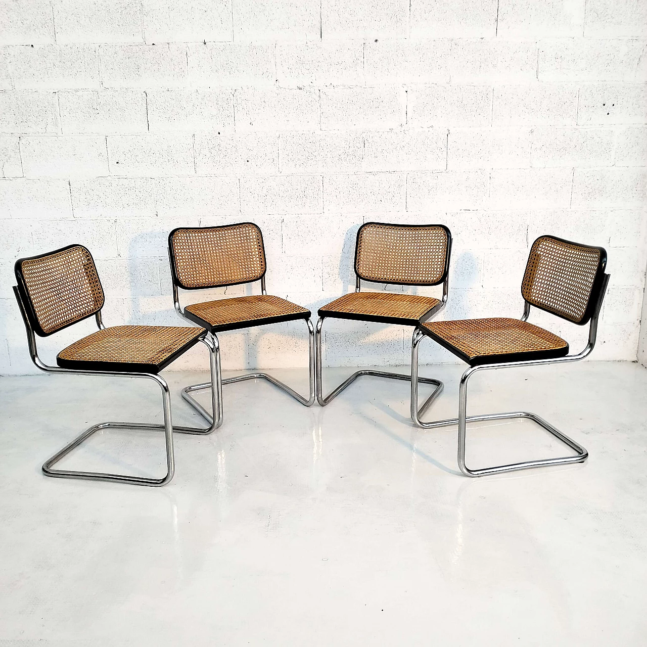 4 Cesca chairs in walnut, steel and Vienna straw by Marcel Breuer for Gavina, 1960s 5