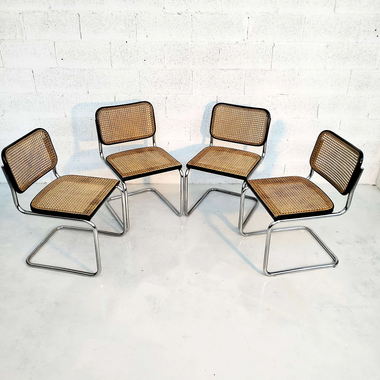 4 Cesca chairs in walnut, steel and Vienna straw by Marcel Breuer for Gavina, 1960s 6